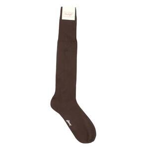 NEW BRIONI men's ribbed knit socks in dark brown